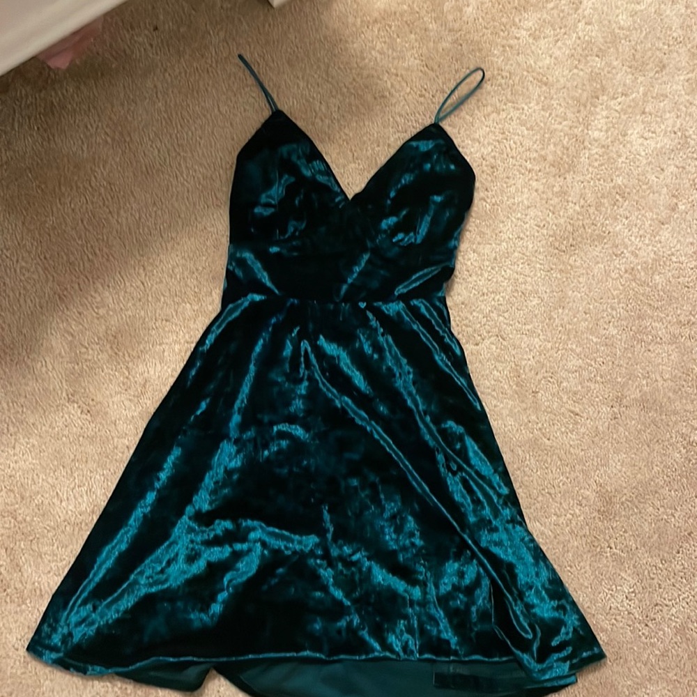 Velvet Green Skater Dress